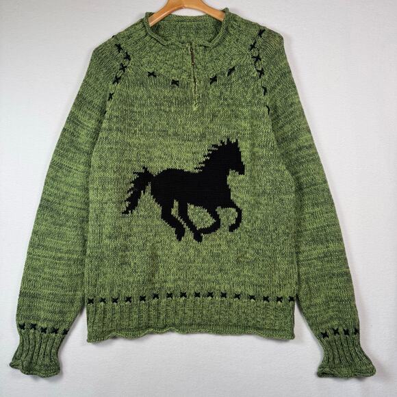 VTG Timberlea Equestrian Horse Embroidered Half Zip Knit Sweater 3X Western Y2K - Picture 1 of 10